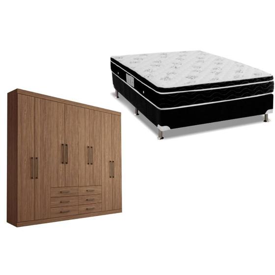 Imagem de Cama Box Casal + Colchão Physical Ortobom + Guarda Roupa Master 8.6 Atacama