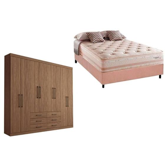 Imagem de Cama Box Casal + Colchão Scotland Herval + Guarda Roupa Master 8.6 Atacama