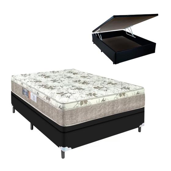 Imagem de Cama Box Casal com Baú Preto e Colchão Nápoles Espuma D33