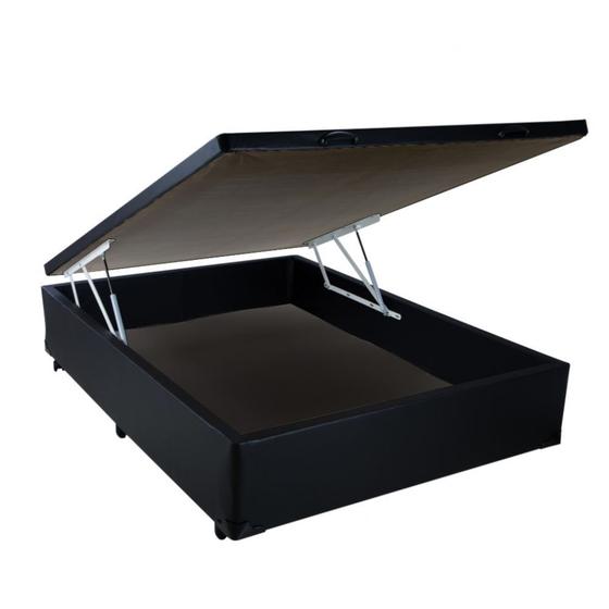 Imagem de Cama Box Casal com Baú Sonnoforte material sintético Preto - 128x188