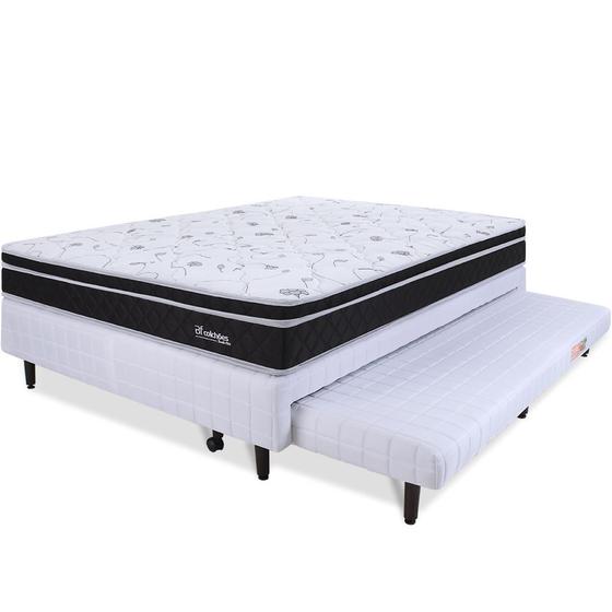 Imagem de Cama Box Casal com Cama Auxiliar + Colchão Molas Superlastic com Pillow 138x188x54cm  BF Colchões