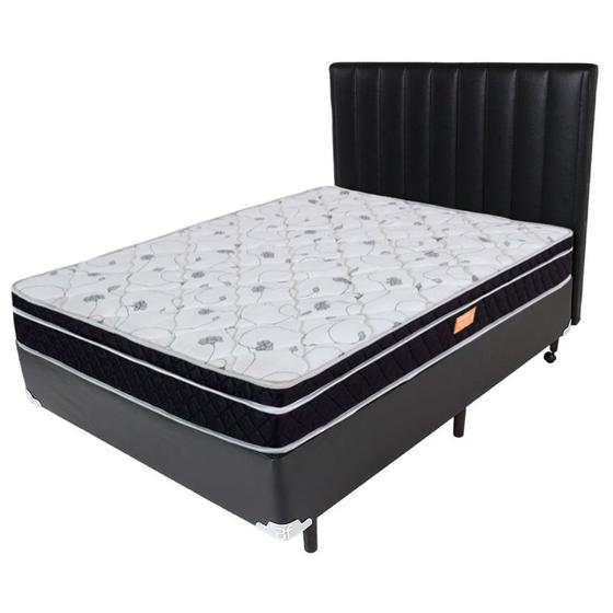 Cama Box Casal com Pillow Molas Superlastic e Cabeceira 138x188x56cm - BF Colchões Menor preço em Cama Box Casal com Pillow Molas Superlastic e Cabeceira 138x188x56cm - BF Colchões