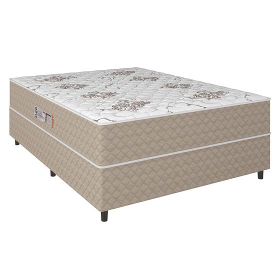 Cama Box Casal Conjugada Ortopédico Alpha Espuma 138x188x52cm Bege / Branco Hellen Menor preço em Cama Box Casal Conjugada Ortopédico Alpha Espuma 138x188x52cm Bege / Branco Hellen