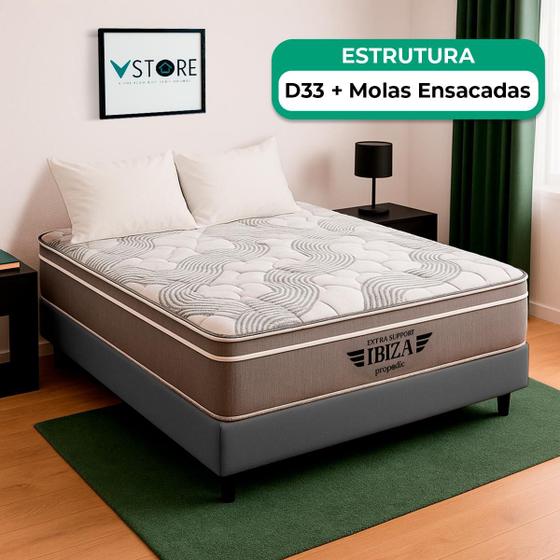 Imagem de Cama Box Casal e Colchão Ibiza Molas Ensacadas VTECH