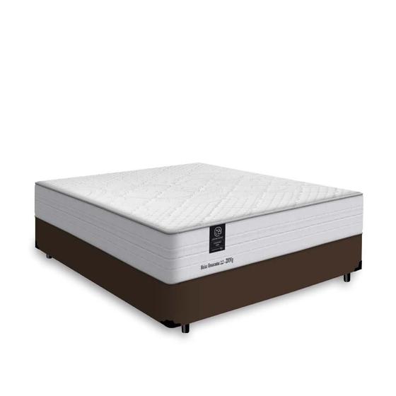 Imagem de Cama Box Casal Marrom + Colchão de Molas Ensacadas - Lucas Home & Anjos - Comfort Size 138cm