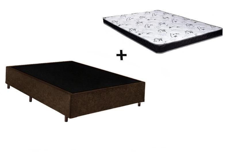 Imagem de Cama Box Casal Marrom + Colchão Espuma D20 138x188x8