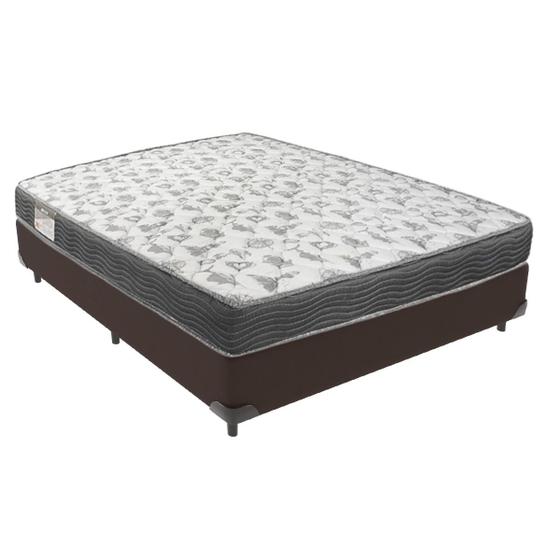 Imagem de Cama Box Casal Marrom e Colchão Misto ISO 100 Espuma Ortobom