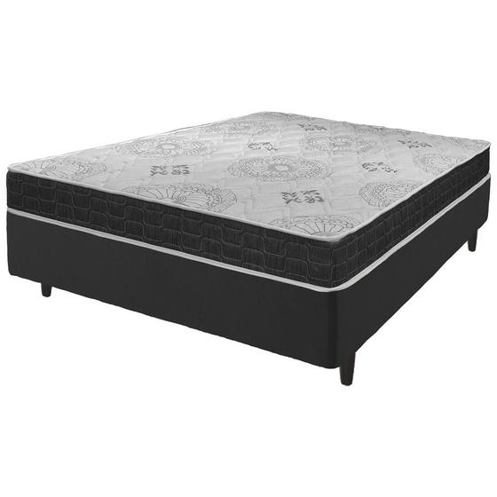 Cama Box Casal Preto + Colchão San Francisco Ortopédico Espuma D33 138x188x54cm Menor preço em Cama Box Casal Preto + Colchão San Francisco Ortopédico Espuma D33 138x188x54cm