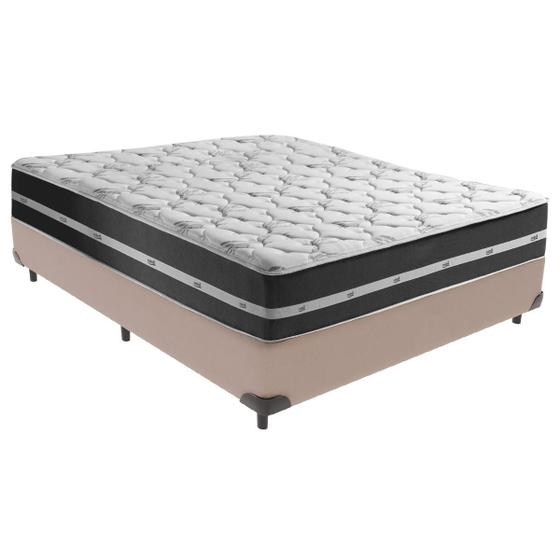 Imagem de Cama Box Casal Preto com Base Bege Classic Anjos