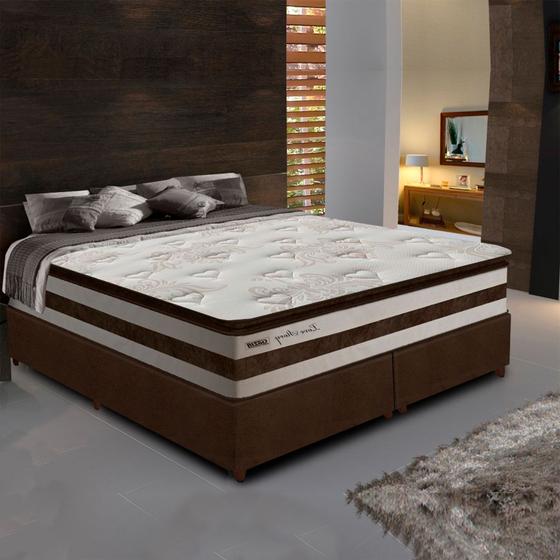 Imagem de Cama Box Casal Queen 1,58m Colchão Molas Pocket 30cm Love Story 158x198x68cm