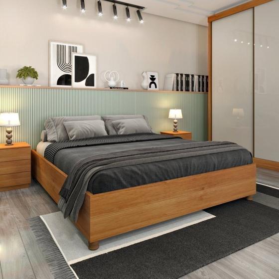 Cama Box Casal Queen Mônaco e Mesa de Cabeceira Veronna Cinamomo Menor preço em Cama Box Casal Queen Mônaco e Mesa de Cabeceira Veronna Cinamomo
