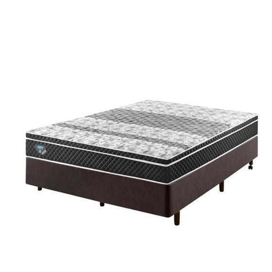 Imagem de Cama Box Casal Reforçado 138x188x38cm e Colchão Gransleep Molas Verticoil