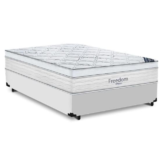 Imagem de Cama Box Casal Sintético + Colchão de Molas Ensacadas Ortobom Freedom 138x188x73