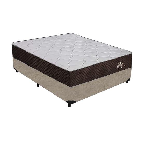 Imagem de Cama Box Casal Suede + Colchão Casal Polar Molas Ensacadas Safira Plus Euro Pilow 64x138x188