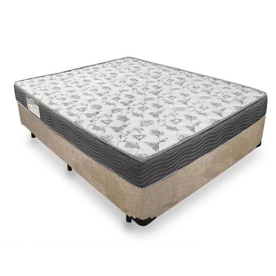 Imagem de Cama Box Casal Suede + Colchão De Espuma D33 - SerenePrime - 138cm Bege