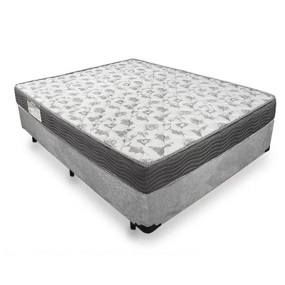 Imagem de Cama Box Casal Suede + Colchão De Espuma D33 - SerenePrime - 138cm Cinza