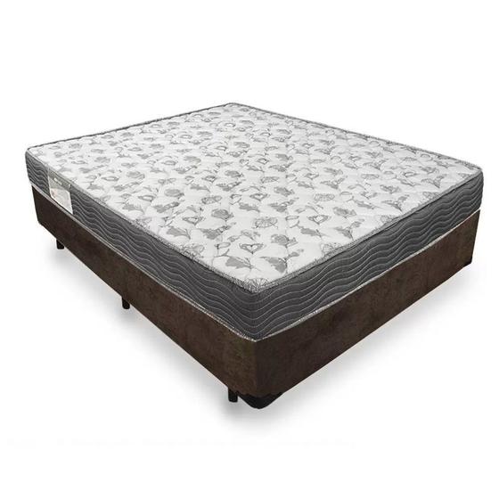 Imagem de Cama Box Casal Suede + Colchão De Espuma D33 - SerenePrime - 138cm Marrom