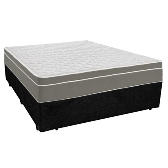 Imagem de Cama Box Casal Suede + Colchão SerenePrime Molas Ensacadas 138x188x65 Preto