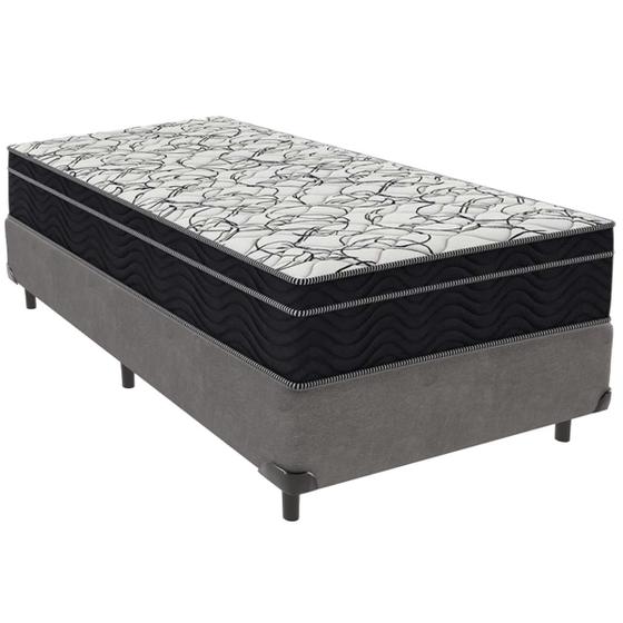 Imagem de Cama Box Cinza e Colchão Airtech 150 Espuma D45 Solteiro Ortobom