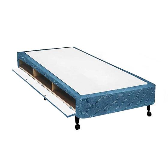 Imagem de Cama Box Closet Solteiro  Poli Tecido Blue (88x188x27) - Castor