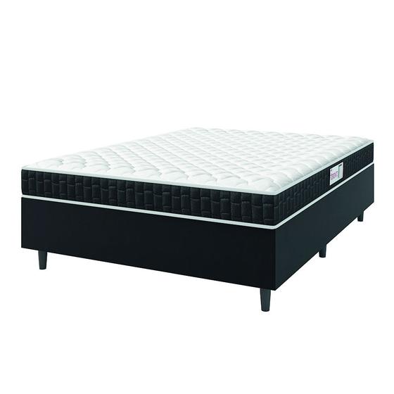 Imagem de Cama Box Colchão Casal Espuma D33 Toronto 138x188x52cm Preto / Branco Hellen - Suporta até 120kg por Pessoa