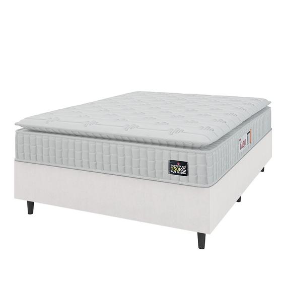 Cama Box Colchão Casal Espuma D45 Lazio Pillow Top 138x188x67cm Branco Linho Hellen - Suporta até 120kg por Pessoa Menor preço em Cama Box Colchão Casal Espuma D45 Lazio Pillow Top 138x188x67cm Branco Linho Hellen - Suporta até 120kg por Pessoa