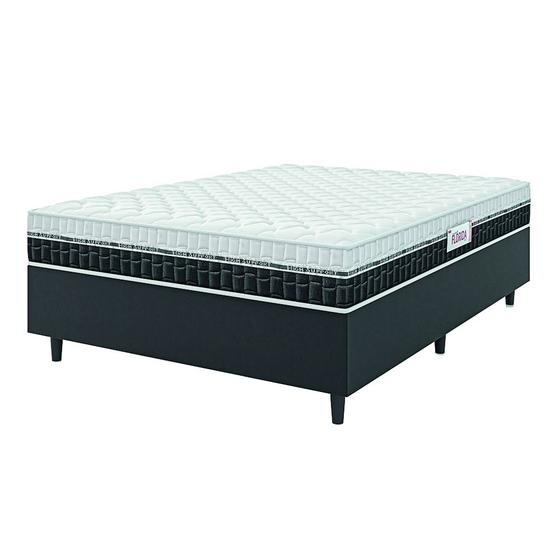 Imagem de Cama Box Colchão Casal Molas Ensacadas Florida 138x188x58cm Preto / Branco Hellen - Suporta até 110kg por Pessoa