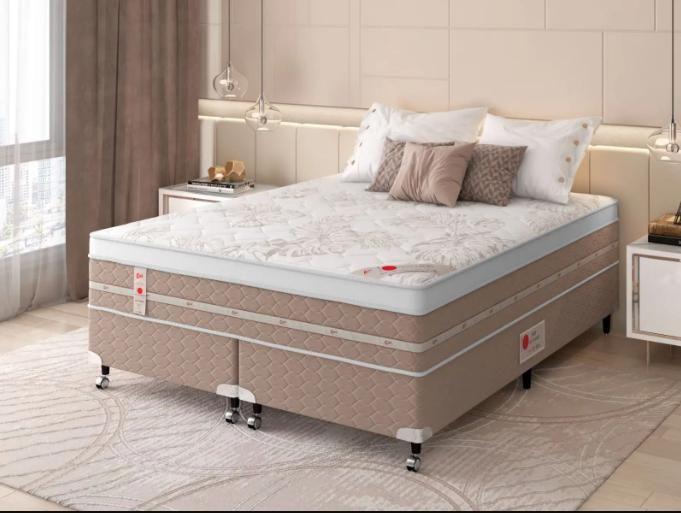 Imagem de Cama Box + Colchão Castor Queen Premium Niponpedic One Face Tecnopedic 158x198x59cm