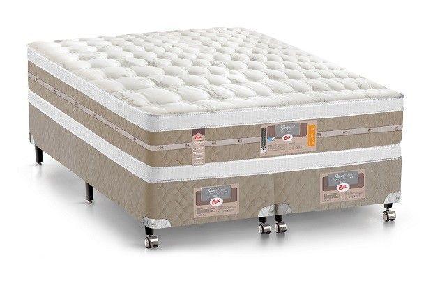 Imagem de Cama Box + Colchão Castor Queen Size Molas Pocket Silver Star AIR Double Face 158x198x74cm