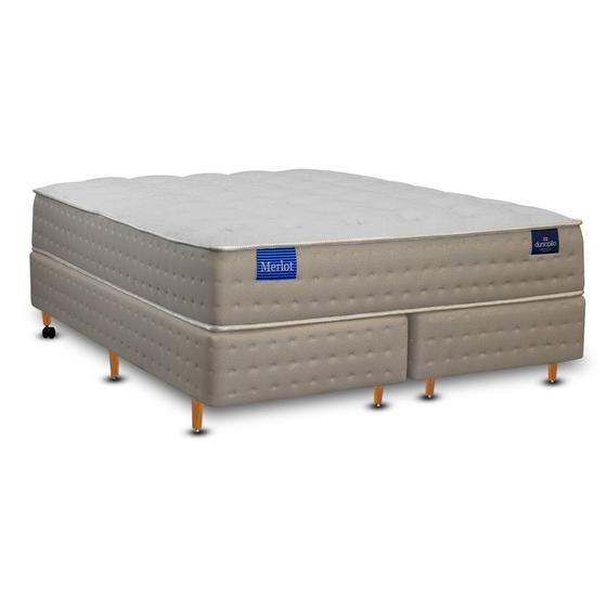 Imagem de Cama Box + Colchão Merlot Soft Latéx Dunlopillo QUEEN SIZE - Molas Ensacadas - 158x198