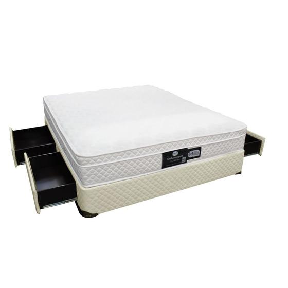 Imagem de Cama Box + Colchão Orthosupport CASAL Box 4 Gavetas Bege  - Molas Superlastic - 138x188