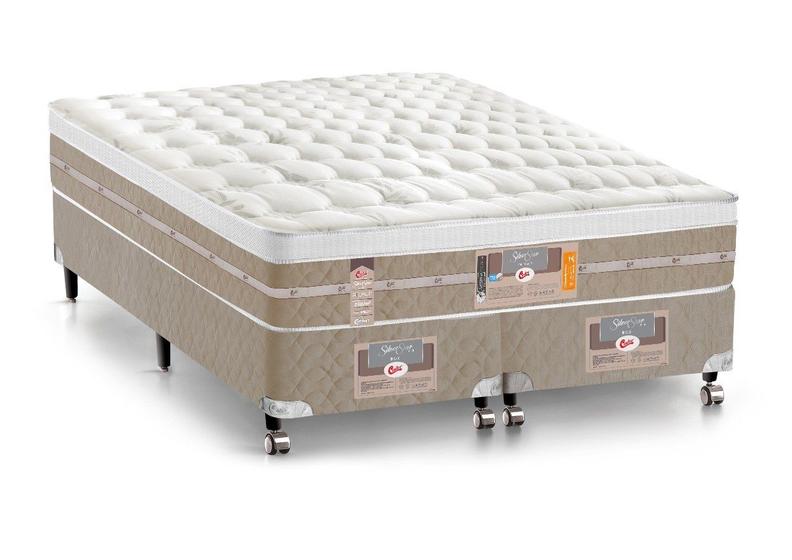 Imagem de Cama Box + Colchão Queen Size Castor Mola Pocket Silver Star AIR com Box SI One Face 158x198x72cm