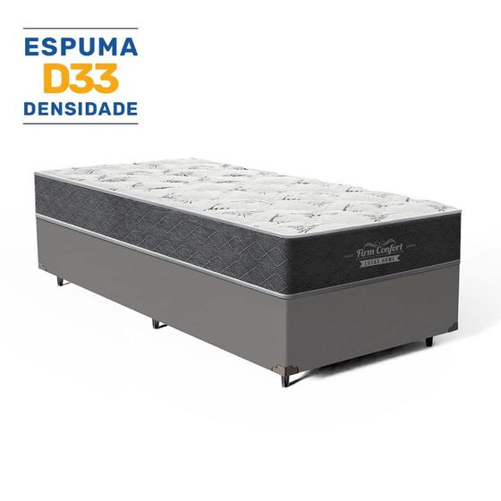 Imagem de Cama Box + Colchão Solteiro King D33 Firm Confort 96x203x57cm Cinza até 120kg + 1 Trav