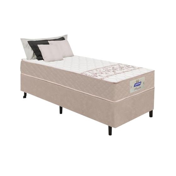 Imagem de Cama Box + Colchão Solteiro king Molas Bonnel Absolut Gazin Bege 96x203x59cm  até 110kg + 1 Trav