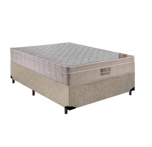Cama Box + Colchão Viúva Molas Ensacadas Airtech 128cm Bege - Suporta até 150 Kg Por Pessoa Menor preço em Cama Box + Colchão Viúva Molas Ensacadas Airtech 128cm Bege - Suporta até 150 Kg Por Pessoa