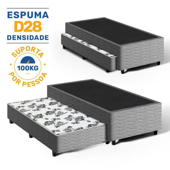 Cama Box com Auxiliar de Espuma Bicama Unique Solteiro 88cm Menor preço em Cama Box com Auxiliar de Espuma Bicama Unique Solteiro 88cm