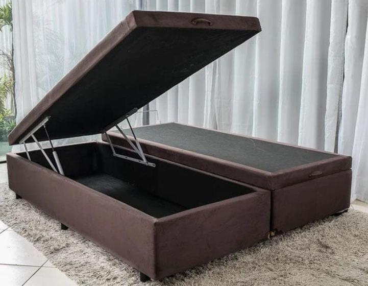 Imagem de Cama Box Com Baú Bipartido Queen size Suede (Blindado)