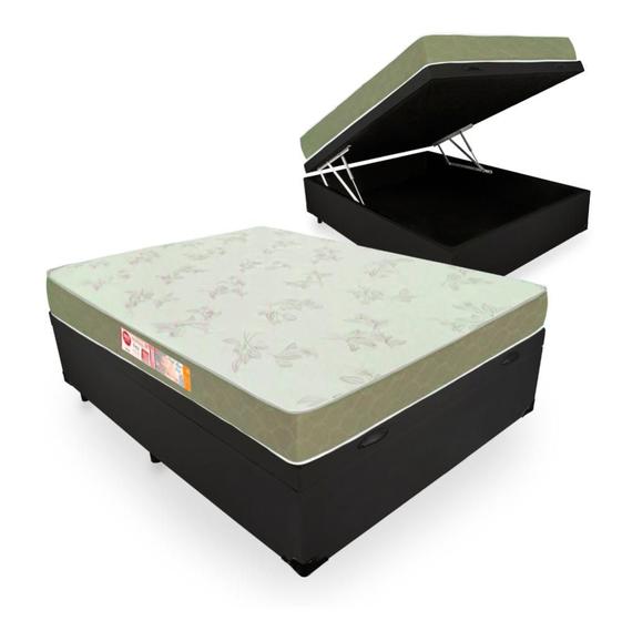 Imagem de Cama Box Com Baú Casal + Colchão De Espuma D33 - Castor - Sleep Max 138x188x60cm