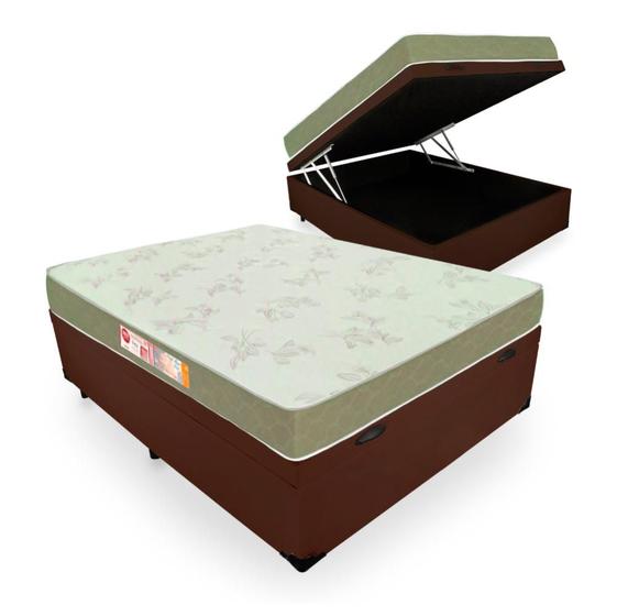 Imagem de Cama Box Com Baú Casal + Colchão De Espuma D33 - Castor - Sleep Max 138x188x60cm