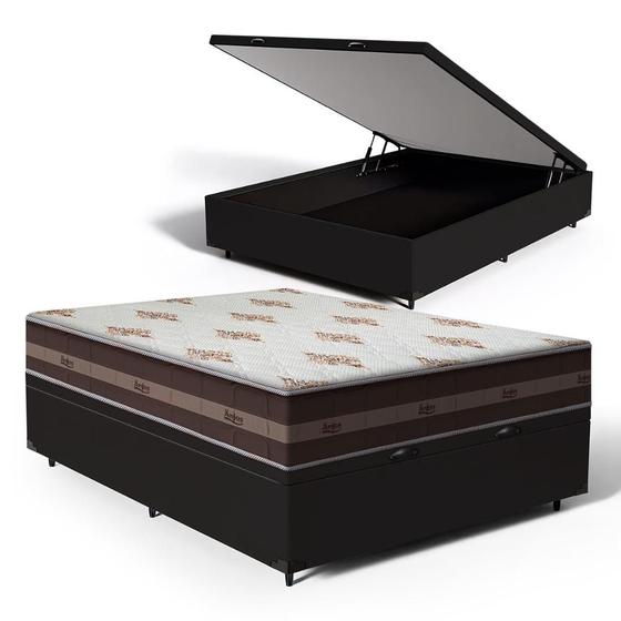 Imagem de Cama Box Com Baú Casal + Colchão De Molas - Anjos - Classic Superlastic 138cm