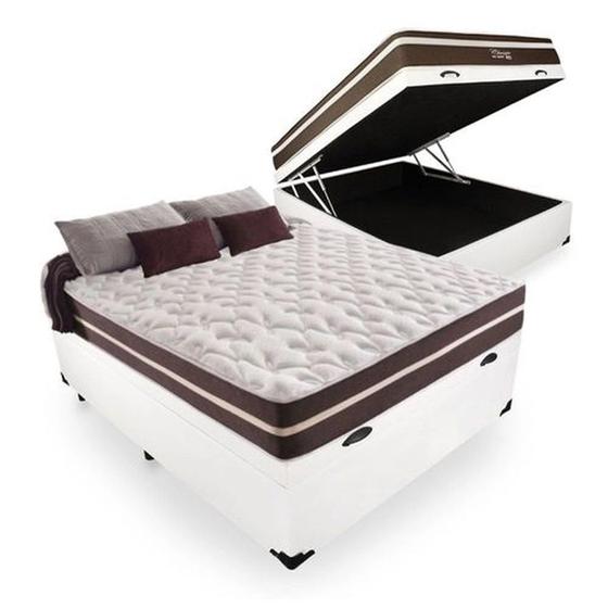 Imagem de Cama Box Com Baú Casal + Colchão De Molas - Anjos - Classic Superlastic 138cm Branco