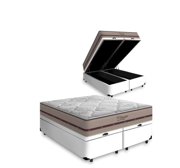 Cama Box Com Baú King + Colchão De Molas Ensacadas - Anjos - Classic 26x203x193cm Menor preço em Cama Box Com Baú King + Colchão De Molas Ensacadas - Anjos - Classic 26x203x193cm