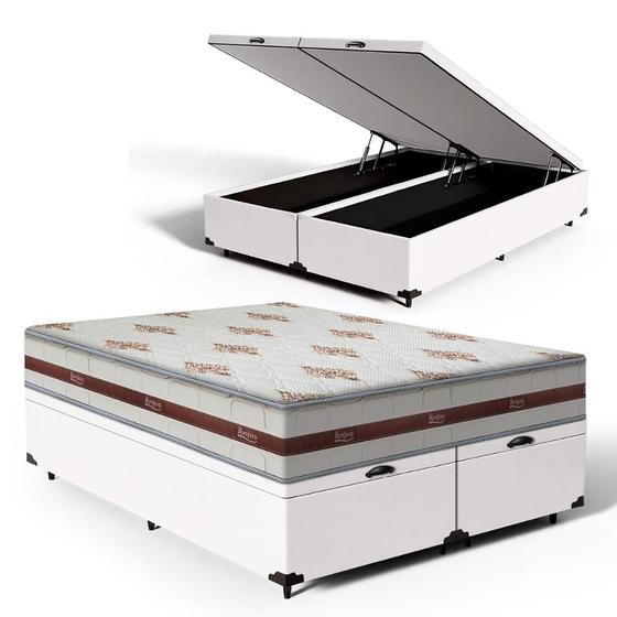 Imagem de Cama Box Com Baú King + Colchão De Molas Ensacadas - Anjos - Classic 26x203x193cm