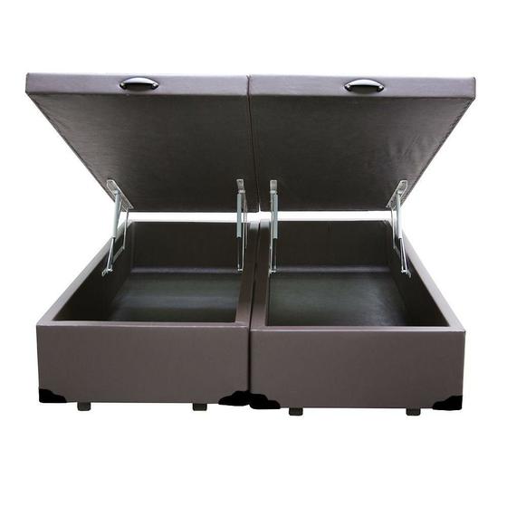 Imagem de Cama Box com Bau Pistão a gás Queen Size Marrom Bipartida