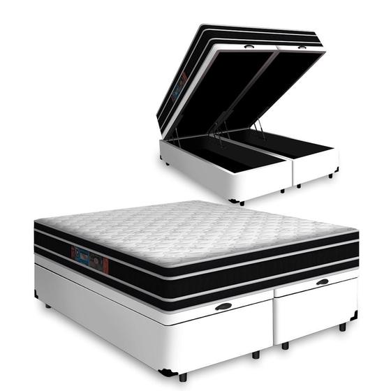 Cama Box Com Baú Queen + Colchão De Espuma D33 - Castor - Black White Double Face 158cm Menor preço em Cama Box Com Baú Queen + Colchão De Espuma D33 - Castor - Black White Double Face 158cm