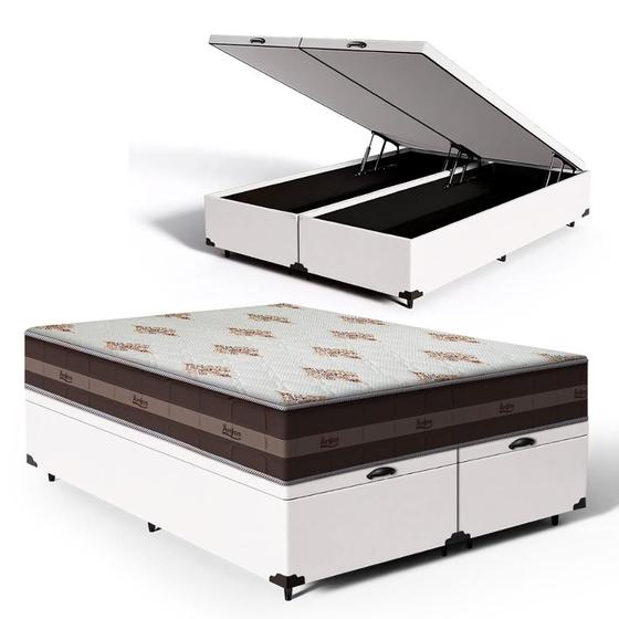Imagem de Cama Box Com Baú Queen + Colchão De Molas - Anjos - Classic Superlastic 158cm