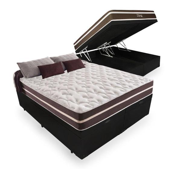 Imagem de Cama Box com Baú Queen + Colchão de molas - Anjos - Classic Superlastic 158cm