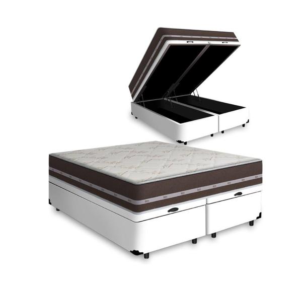 Imagem de Cama Box Com Baú Queen + Colchão De Molas - Anjos - Classic Superlastic 158cm