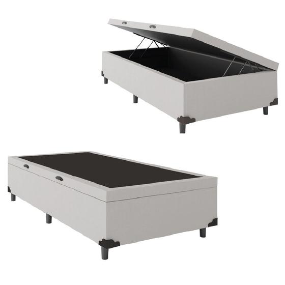 Imagem de Cama Box Com Baú Solteiro 0,88m com 41cm de Altura Prince Branco