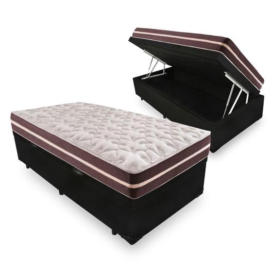 Imagem de Cama Box com Baú Solteiro + Colchão de molas - Anjos - Classic Superlastic 88cm